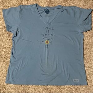 Life is Good Blue V-Neck  T-Shirt